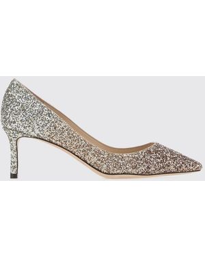 Jimmy Choo Romy Embroidered Glitter Fabric Pumps With Medium Heel - White