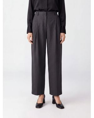 Max Mara High-Waisted Wool Wide-Leg Tailored Trousers - Black