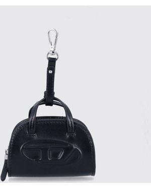 DIESEL Leder-Schlüsselanhänger Mit Oval-D-Logo Und Karabinerhaken - Blau