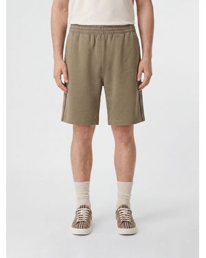 Burberry Cotton Athletic Shorts With Elasticated Waist And Ekd Logo - Natural