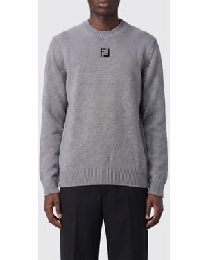 Fendi Ff Wollpullover Mit Rundhalsausschnitt - Grau