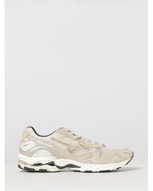 Mizuno Wave Rider 10 Suede And Mesh Sneakers With Cushioned Design - White