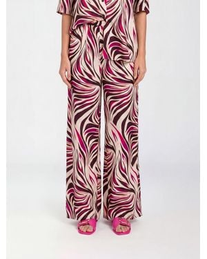 Twinset Printed Viscose Blend Wide Pants - Pink