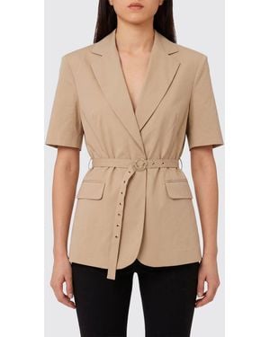 Liu Jo Cotton Blend Jacket With Belt - Natural