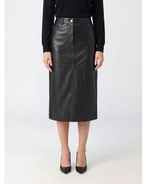 Max Mara Hoch Taillierter Midi-Bleistiftrock Aus Glattem Lammleder - Schwarz