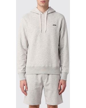 Autry Cotton Hoodie With Contrasting Logo And Drawstring - Gray