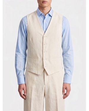 Lardini Chaleco De Botonadura Sencilla De Lino, Algodón Y Seda - Azul