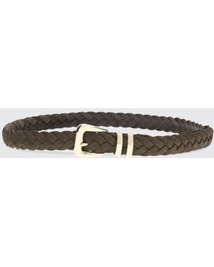 Brunello Cucinelli Woven Suede Belt With Tip - White