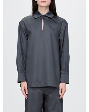 Max Mara Blusa De Popelina De Algodón - Gris