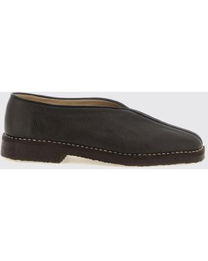 Lemaire Grained Lambskin Loafers With Round Toe And Rubber Sole - White