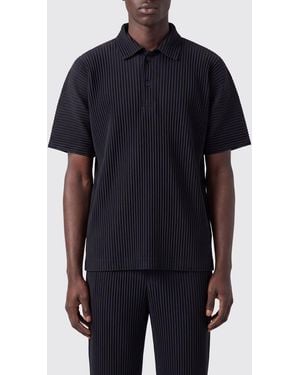 Homme Plissé Issey Miyake Homme Plissé Issey Miyake Short-Sleeved Pleated Crêpe Polo Shirt - Blue