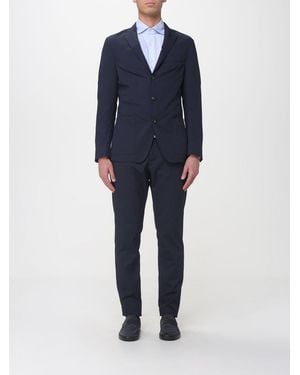 Eleventy Single-Breasted Seersucker Cotton Suit - Blue