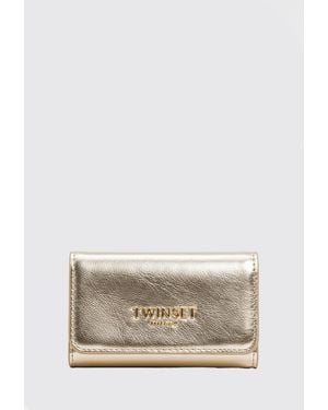 Twinset Laminated Synthetic Leather Book Keychain - Natural