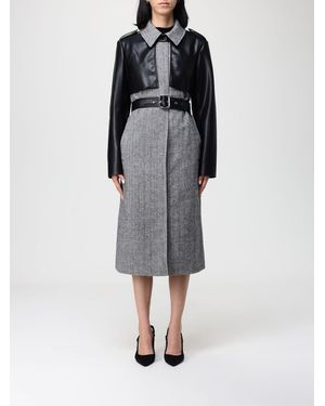 KARL LAGERFELD Belted Herringbone Coat - Gray