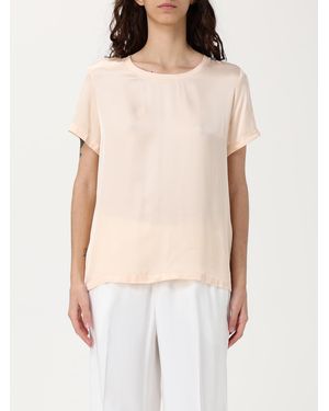 Liu Jo Silk Short Sleeve Crew Neck Top - Natural