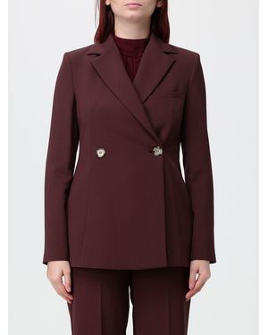 Hanita Cropped Double-Breasted Blazer With Lapels - Red