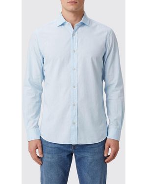 Boglioli Slim Fit Long-Sleeve Cotton Shirt With French Collar - Blue