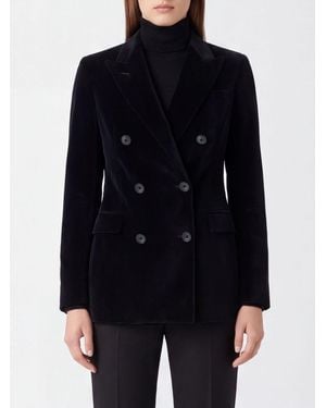 Tagliatore Double-Breasted Wool And Cashmere Velvet Blazer With Peak Lapels - Blue