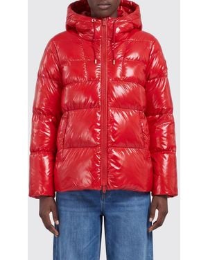 Pinko Plumífero Corto De Nailon Acolchado Impermeable Con Capucha Y Puños Elásticos - Rojo