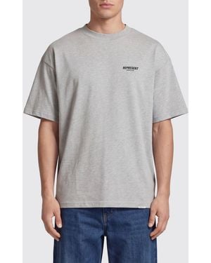 Represent T-Shirt À Col Rond En Coton Avec Logo Contrastant - Gris