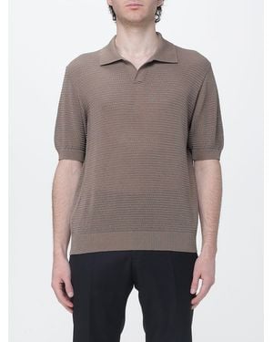 Tagliatore Cotton Knit Polo Shirt - Grey
