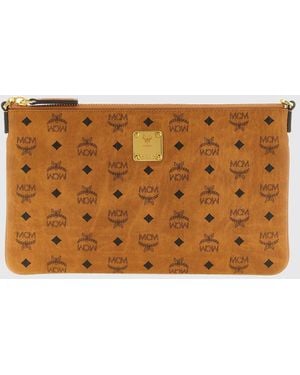 MCM Aren Umschlag-Clutch Aus Beschichteter Baumwolle Mit Logo-Print Und Reißverschluss - Braun