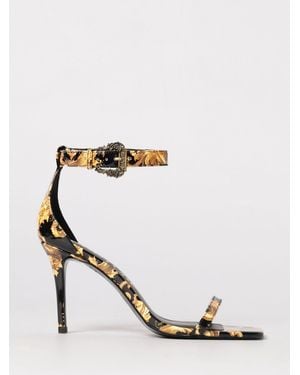 Versace Jeans Couture Patent Leather Baroque Print Sandals - White