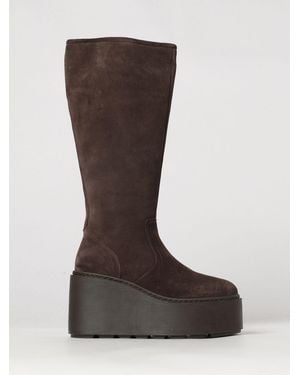 Vic Matié Vic MatiÉ Chunky Platform Suede Leather Wedge Knee-High Boots With Zip - Brown