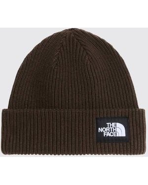 The North Face Salty Lined Ribbed Beanie With Inner Lining And Logo - Brown
