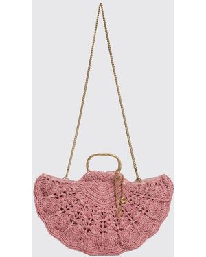 Twinset Crochet Raffia Handbag - Pink