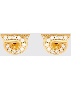 Ferragamo Orecchini A Bottone Gancini - Metallizzato