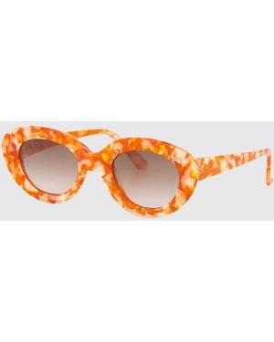 Emmanuelle Khanh Gigi Oval-Frame Acetate Sunglasses - Orange