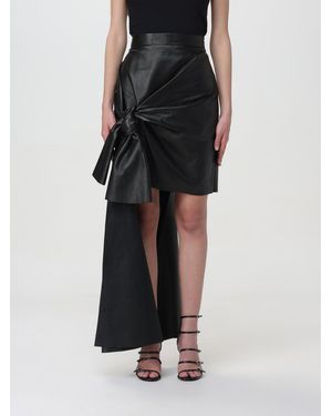McQueen Leather Asymmetric Mini Skirt - Black