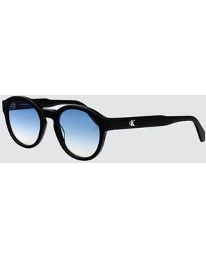 Calvin Klein Round Acetate Sunglasses With Monogram - White