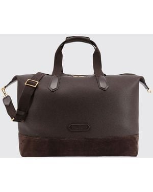 Tom Ford Suede Calfskin Travel Bag With Shoulder Strap - Brown