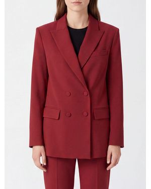 FEDERICA TOSI Double-Breasted Wool Blend Ceremony Blazer With Peak Lapels - Red