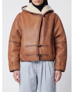 Isabel Marant Amiel Short Shearling Coat With Toggle Fastening - Brown