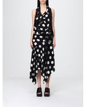 Junya Watanabe Asymmetrisches Crêpe-Kleid Mit Punkten - Weiß