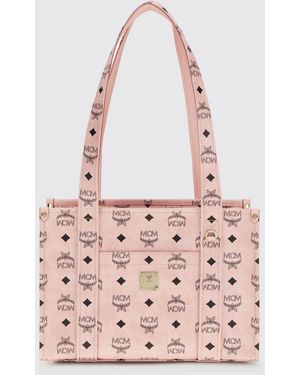 MCM Aren Coated Cotton Bag With Printed Logo - Pink