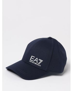 EA7 Cotton Logo Print Hat - Blue