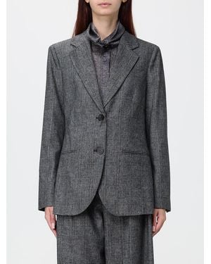 Emporio Armani Prince Of Wales Check Wool-Blend Single-Breasted Blazer - Gray