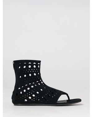 Alaïa Alai�A Vienne Suede Thong Sandals With Back Zip - Black