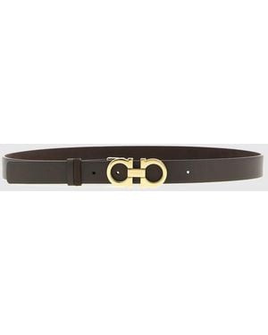 Ferragamo Gancini Suede Calfskin Leather Belt - White