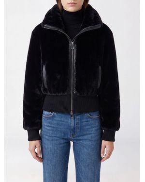 Pinko Hochgeschlossene Jacke Aus Kunstpelz Mit Reißverschluss Und Elastischen Bündchen - Schwarz