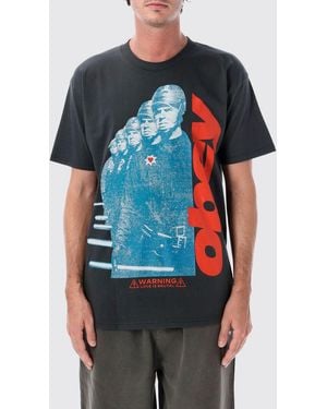 Obey Camiseta De Cuello Redondo De Puro Algodón Con Estampado Gráfico Y Logo En Contraste - Azul