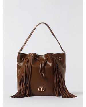 Twinset Borsa A Secchiello Con Frange - Marrone