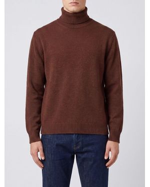 Ballantyne Rollkragenpullover Aus Reiner Merinowolle Mit Rippbündchen - Braun