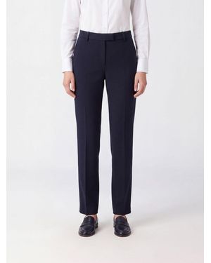 Alberto Biani Mid-Rise Straight-Leg Stretch Wool Pants - Blue
