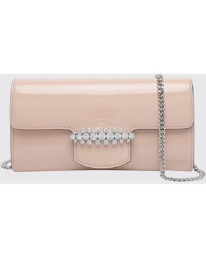 Jimmy Choo Bing Patent Leather Wallet Bag With Set Rhinestones - Pink