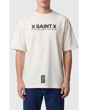 SAINT Mxxxxxx Printed Logo Cotton T-Shirt With A Crew Neck And Dropped Shoulders - White